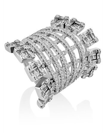 Silver Crystal Statement Ring, Ring Size: 6.5 / 17, image 