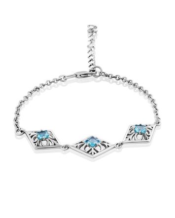 Ornate Silver Topaz Bracelet, image 