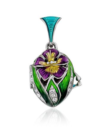 Colorful Enamel Locket Egg Pendant The Romanov, image 