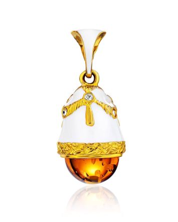 Enamel Egg Pendant With Luminous Amber Stone The Romanov, image 