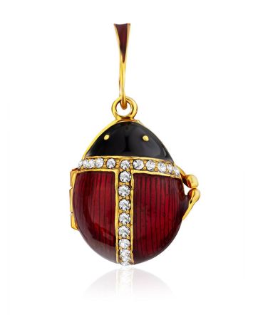 Designer Gilded Silver Enamel Locket Pendant With Tiny Angel The Romanov, image 
