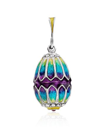 Colorful Silver Enamel Egg Pendant With Garnet And Crystals The Romanov, image 