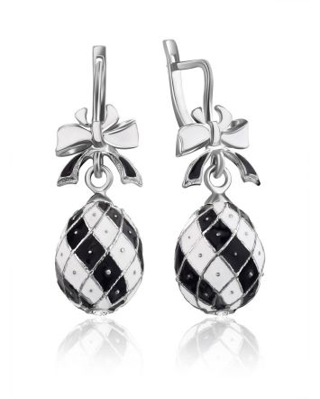 Black And White Enamel Dangle Earrings The Romanov, image 