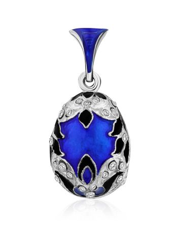 Bright Blue Enamel Egg Shaped Pendant The Romanov, image 