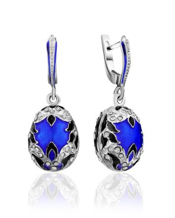 Fabulous Silver Enamel Dangle Earrings The Romanov, image 