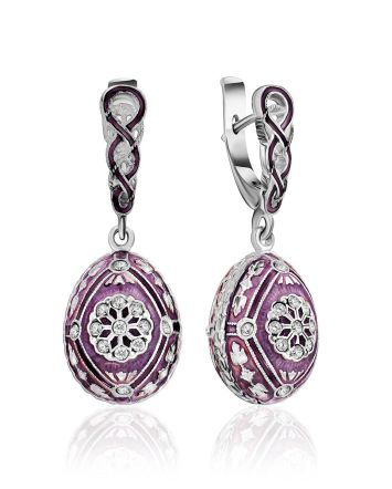 Opulent Design Silver Enamel Dangle Earrings The Romanov, image 