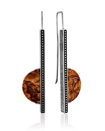 Ethnic Style Silver Wooden Earrings, image 