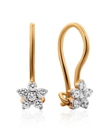 Shimmering Gold Crystal Earrings, image 