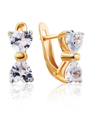 Gold Crystal Bow Shaped Earrings, image 
