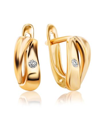 Glossy Gold Crystal Earrings, image 