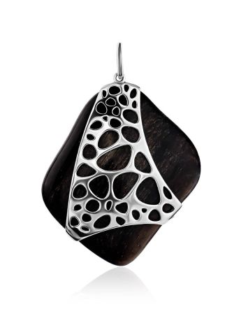 Bold Ebony Wood Pendant, image 