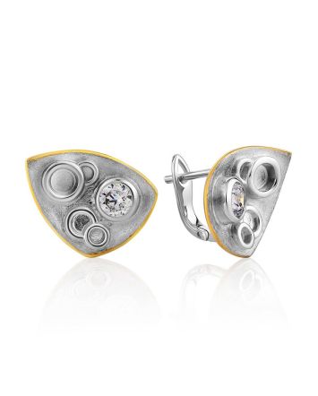 Stylish Silver Crystal Earrings, image 