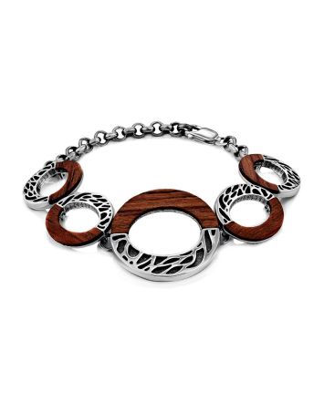 Designer Silver Wooden Bracelet, image 