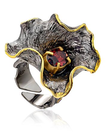 Fabulous Silver Garnet Adjustable Ring, Ring Size: Adjustable, image 