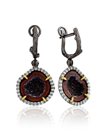Stunning Agate Geode Dangle Earrings, image 