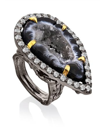 Fabulous Agate Geode Cocktail Ring, Ring Size: 7 / 17.5, image 