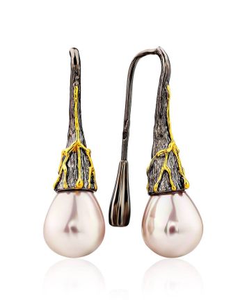 Designer Silver Threader Earrings With Nacre, image 