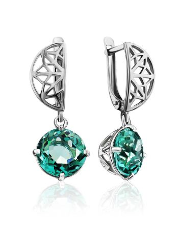 Laced Silver Prasiolite Earrings, image 