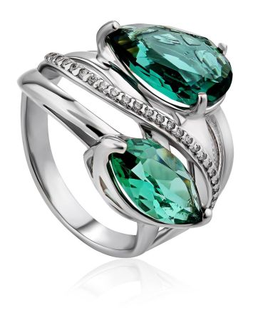 Designer Siver Prasiolite Ring, Ring Size: 8 / 18, image 