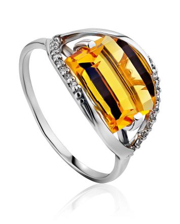 Classy Silver Citrine Ring, Ring Size: 8.5 / 18.5, image 