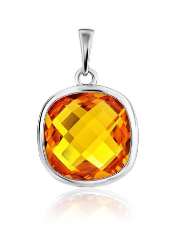 Lustrous Faceted Citrine Pendant, image 