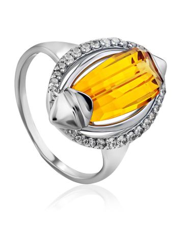 Lustrous Silver Citrine Ring, Ring Size: 8.5 / 18.5, image 