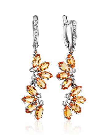 Luminous Silver Citrine Dangle Earrings, image 