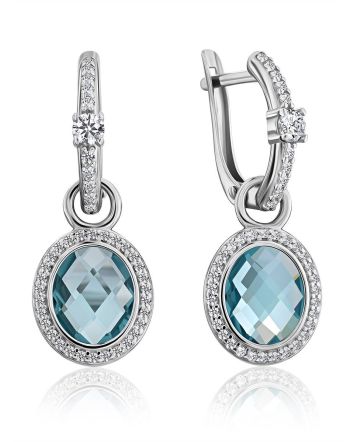 Transformable Silver Dangles With Topaz And Crystals, image 