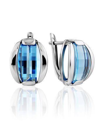 Stylish Silver Topaz Earrings, image 