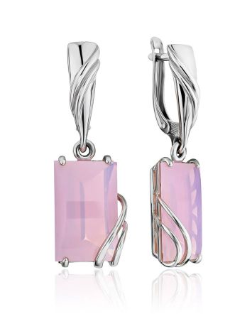 Pink Agate Dangle Earrings, image 