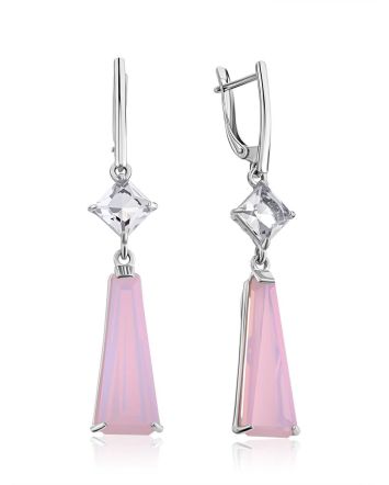 Chic Silver Agate Dangle Earrings, image 