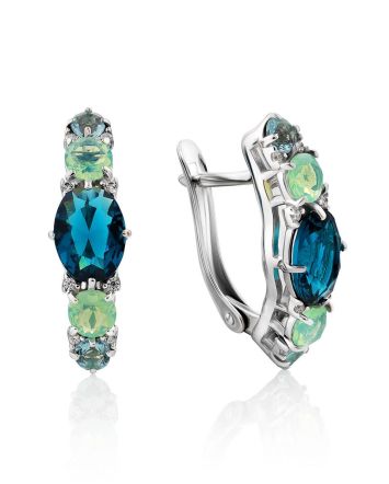 Chic Blue Crystal Earrings, image 