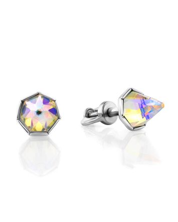 Chameleon Color Conical Crystal Stud Earrings, image 