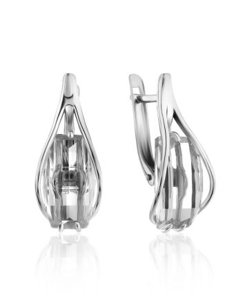 Lustrous Faceted Rhinestone Earrings, image 