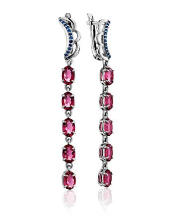 Chic Silver Dangles With Lustrous Purple Crystals, image 