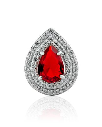 Drop Shaped Silver Crystal Pendant, image 
