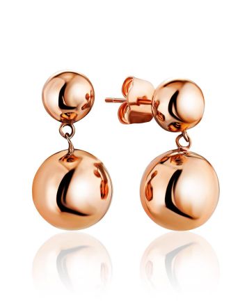 Sleek Rose Gold Plated Silver Drop Earrings The Liquid, image 