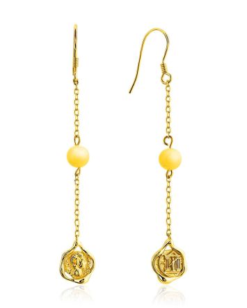 Gilded Silver Chain Dangle Earrings With Natural Amber The Palazzo, image 