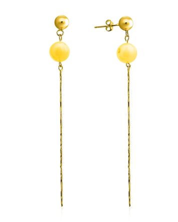 Refined Gilded Silver Amber Chain Dangle Earrings The Palazzo, image 
