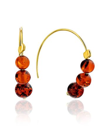 Threader Style Gilded Silver Amber Earrings The Palazzo, image 