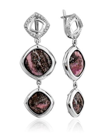 Amazing Rhodonite Dangle Earrings, image 
