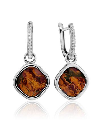 Classy Silver Transformable Dangles With Jasper And Crystals, image 