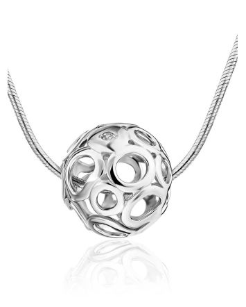 Cut Out Design Silver Dimond Pendant, image 