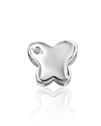 Cute Silver Diamond Butterfly Pendant, image 