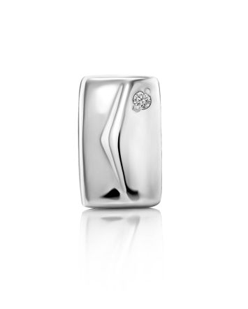 Silver Mono Earring With Diamond, image 
