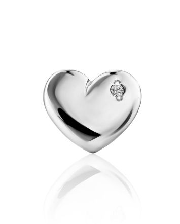Silver Diamond Heart Shaped Mono Earring, image 