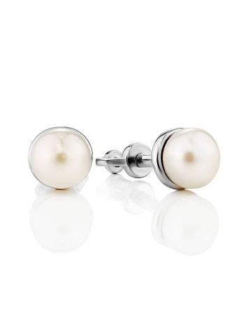 Classy Pearl Stud Earrings, image 