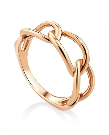 Trendy Golden Link Ring, Ring Size: 6 / 16.5, image 