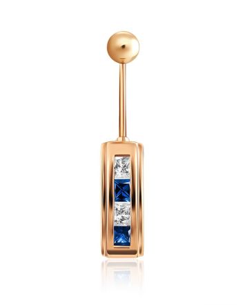 Geometric Design Gold Crystal Belly Button Ring, image 