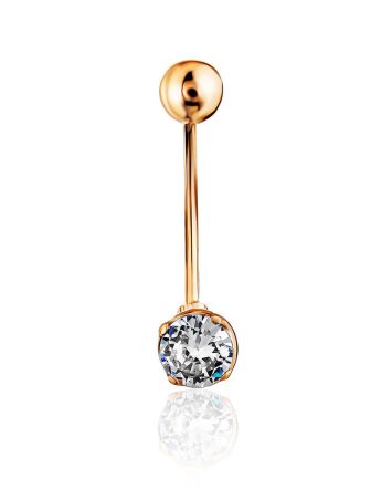 Simplistic Design Gold Crystal Navel Ring, image 